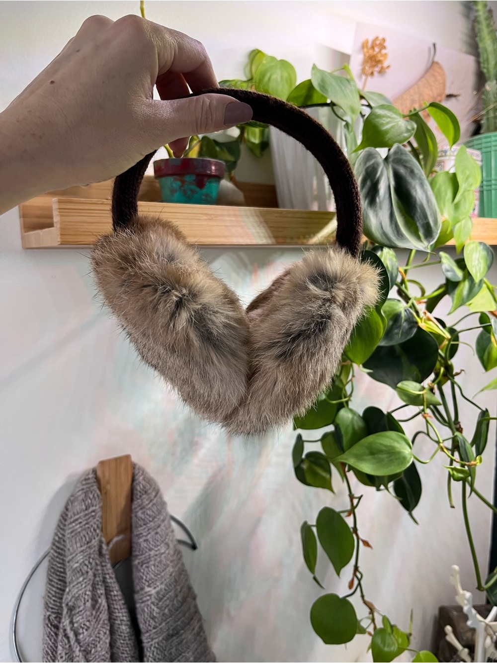 Genuine rabbit hair ear muffs